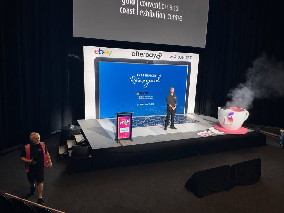 Printed conference stage set