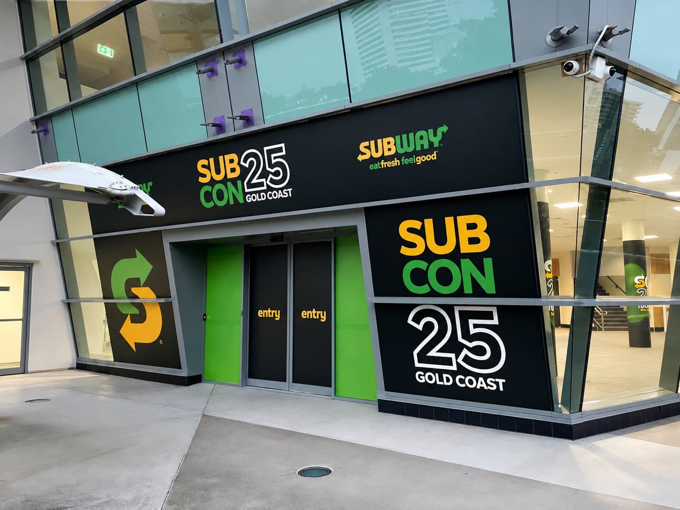 Printed outdoor signage installed at a retail store