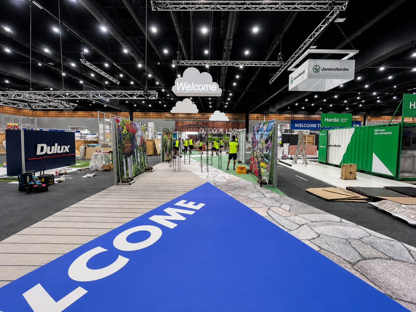 Floor graphics laid on a show floor