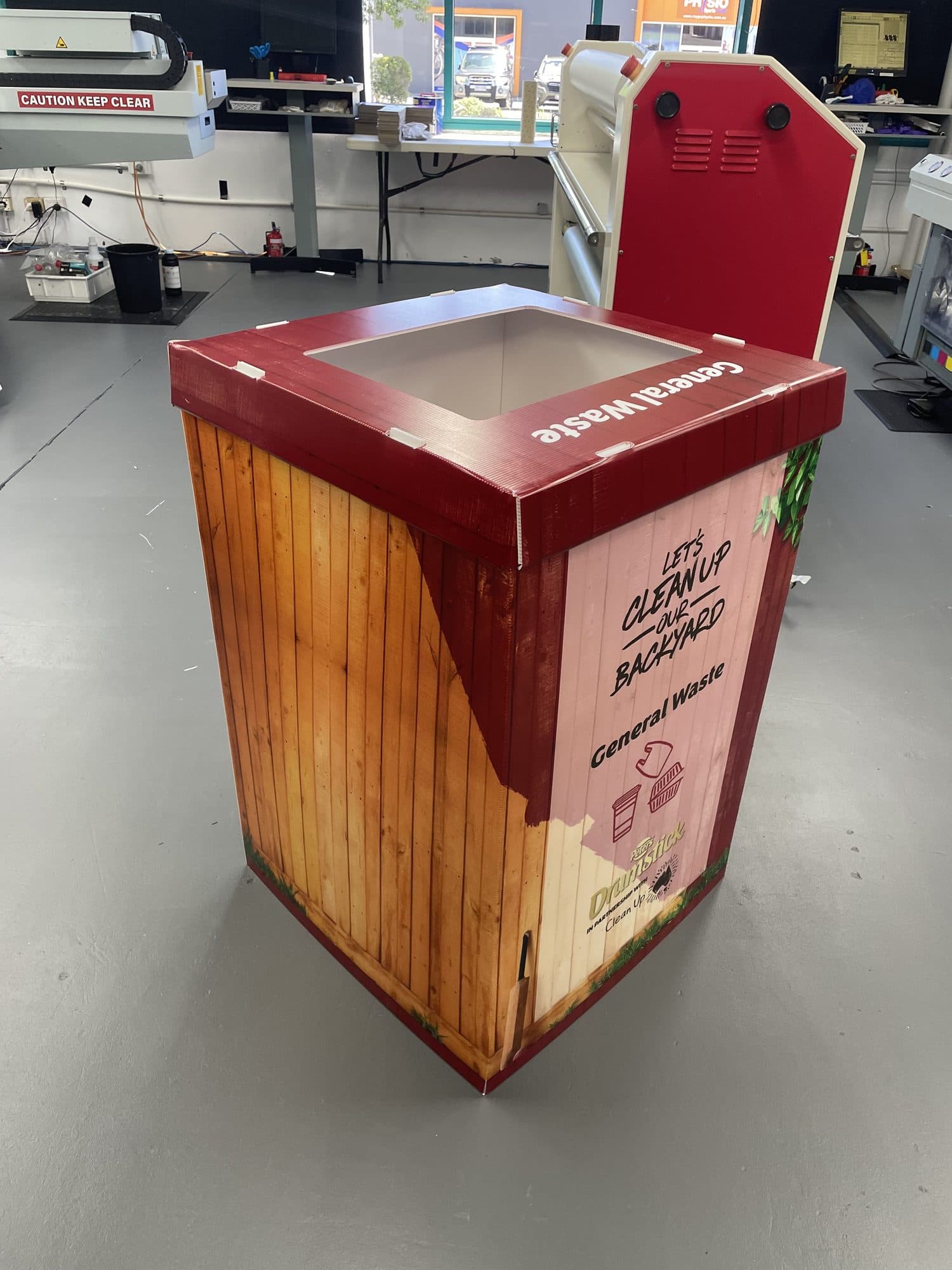 Printed waste station build on the factory floor