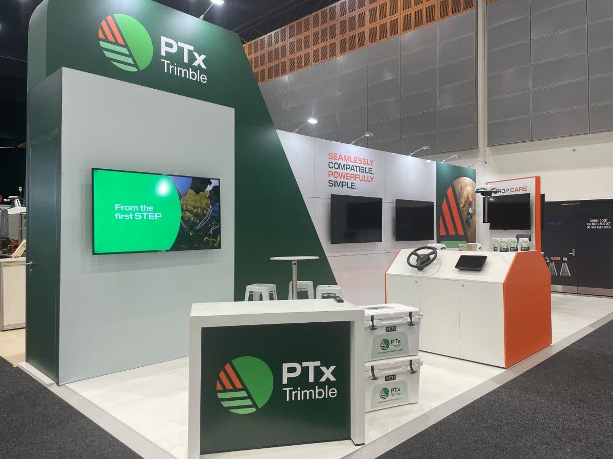Exhibition stand built from printed fabric media walls