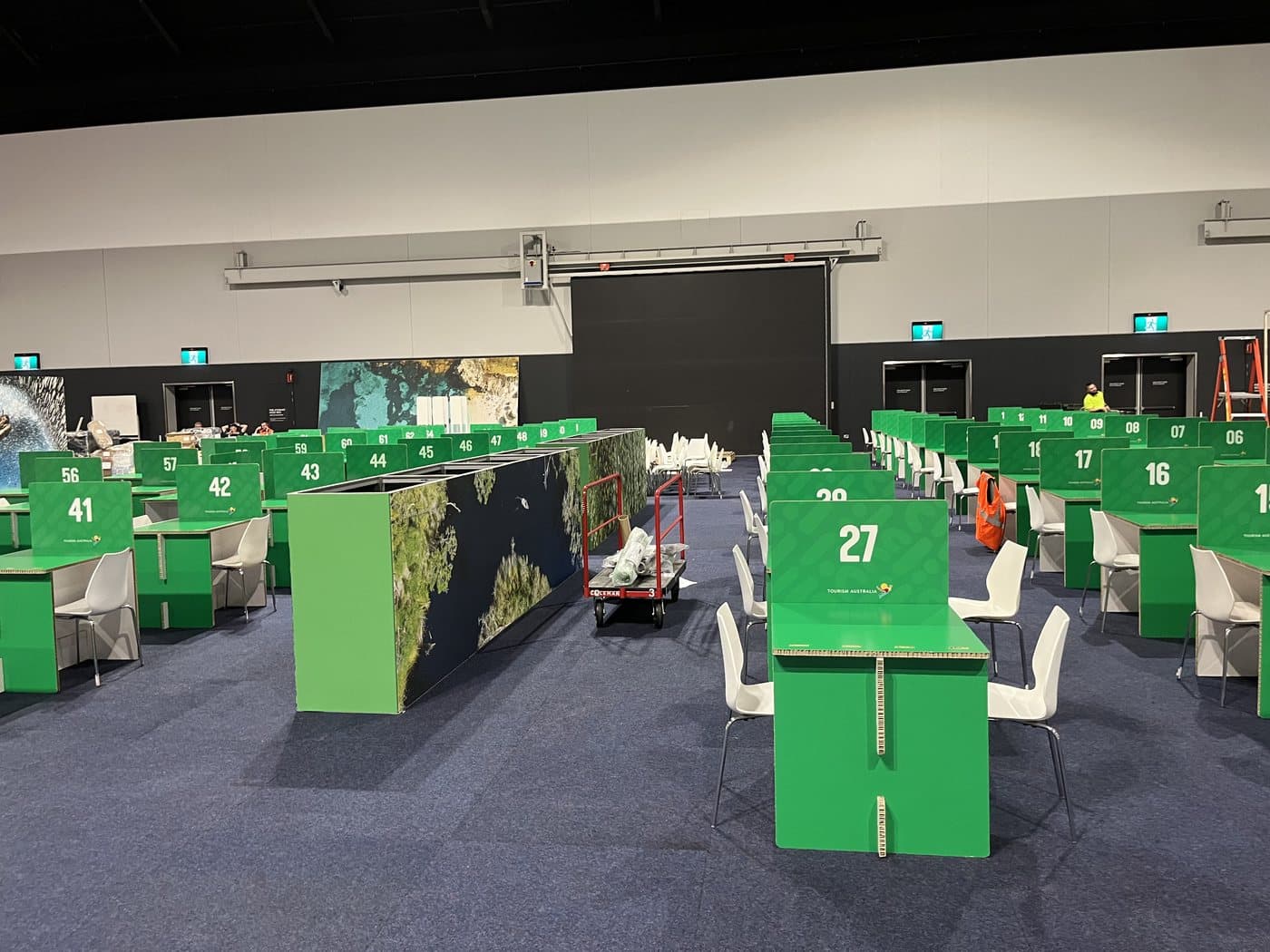 Recycled cardboard desks printed for an office fit-out