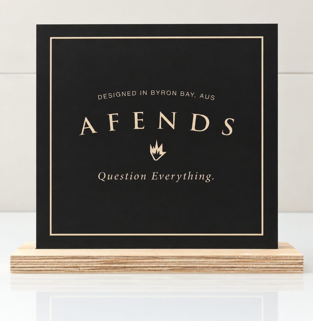 Branded sign printed onto plywood, mounted in a plywood base