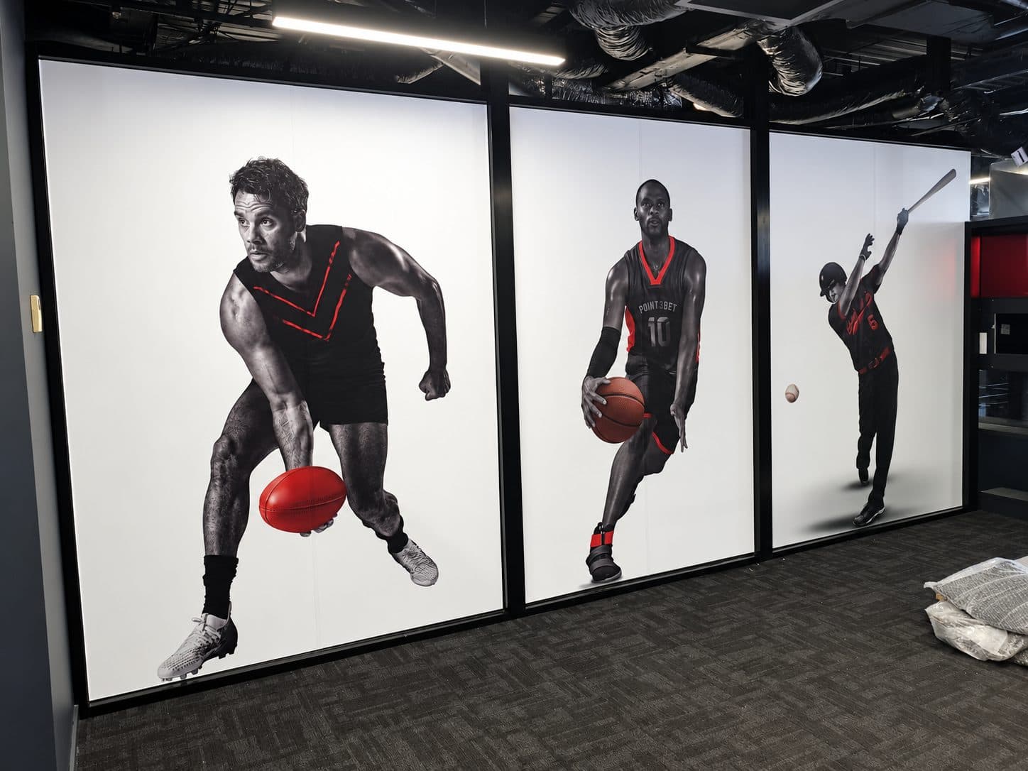 Full height printed panels in an office fit out