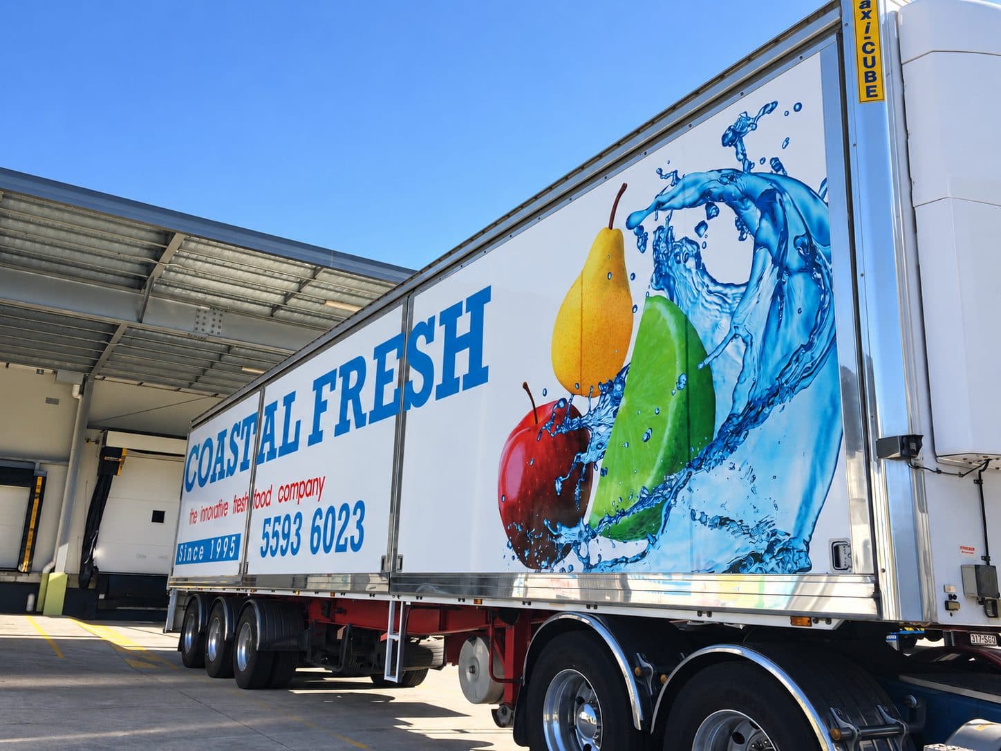Refrigerated trailer wrapped with a full colour fresh produce graphic