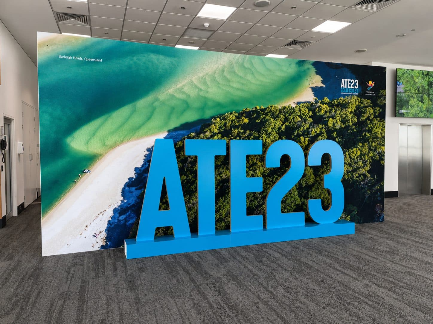 Event backdrop with 3D signage