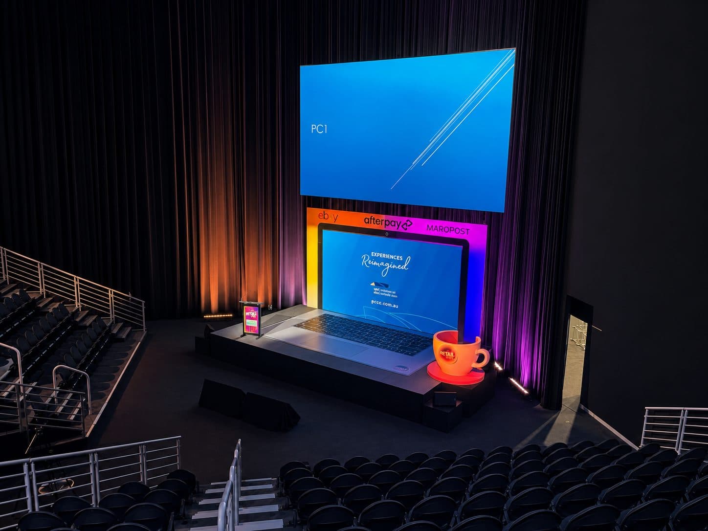 Conference stage print installation