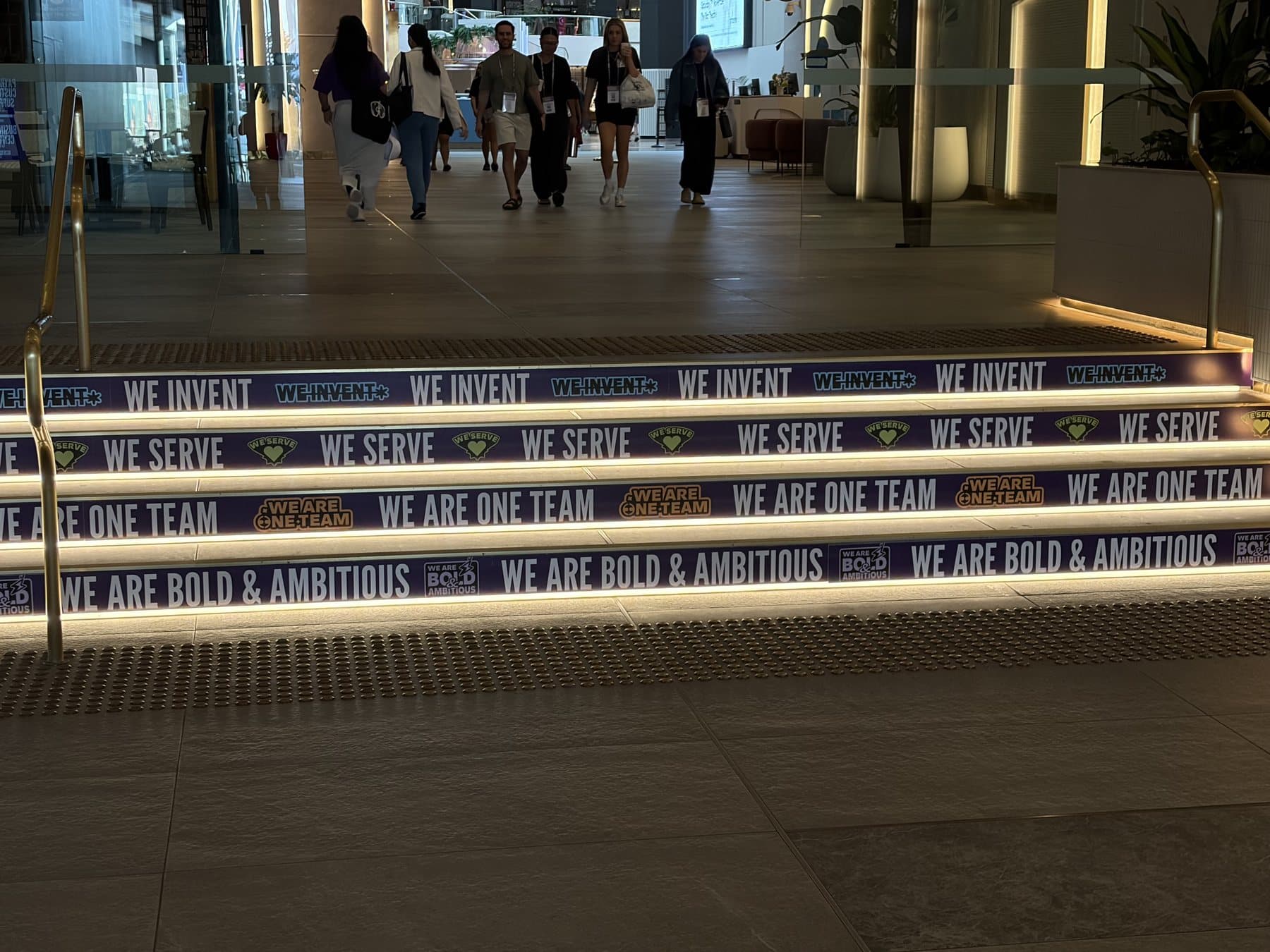 Printed stair riser graphics at a conference venue